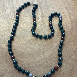 Gorgeous Artisan multi real stone necklace with 14Kt safety closure
